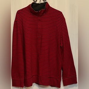 Nautica vintage Red with Navy Stripes Fleece with 1/4 zip neck XL SUPER SOFT